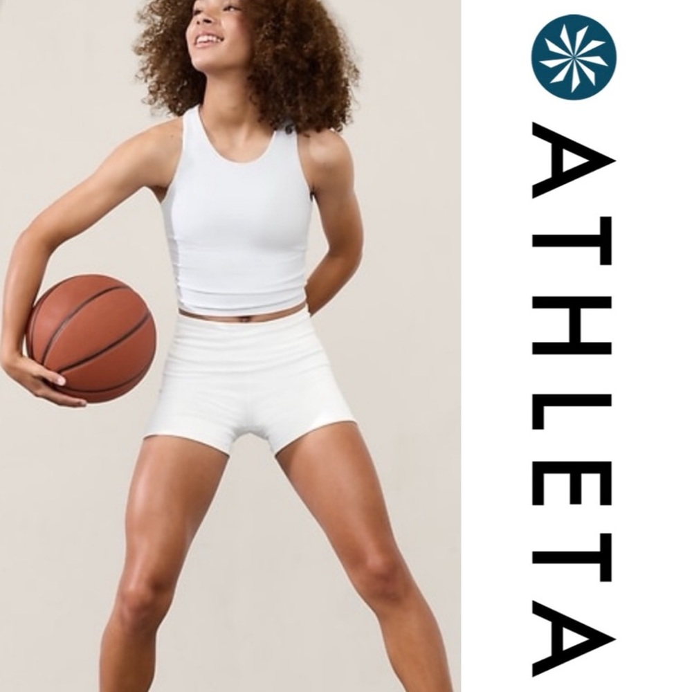 Athletic girl- white biker shorts
